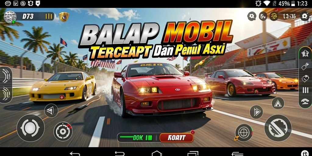 Tampilan menegangkan dari balapan D73 di sirkuit modern.