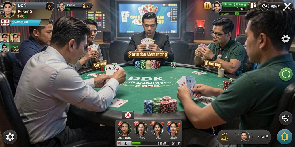 Screenshot gameplay DKK yang menunjukkan aksi seru permainan Poker.