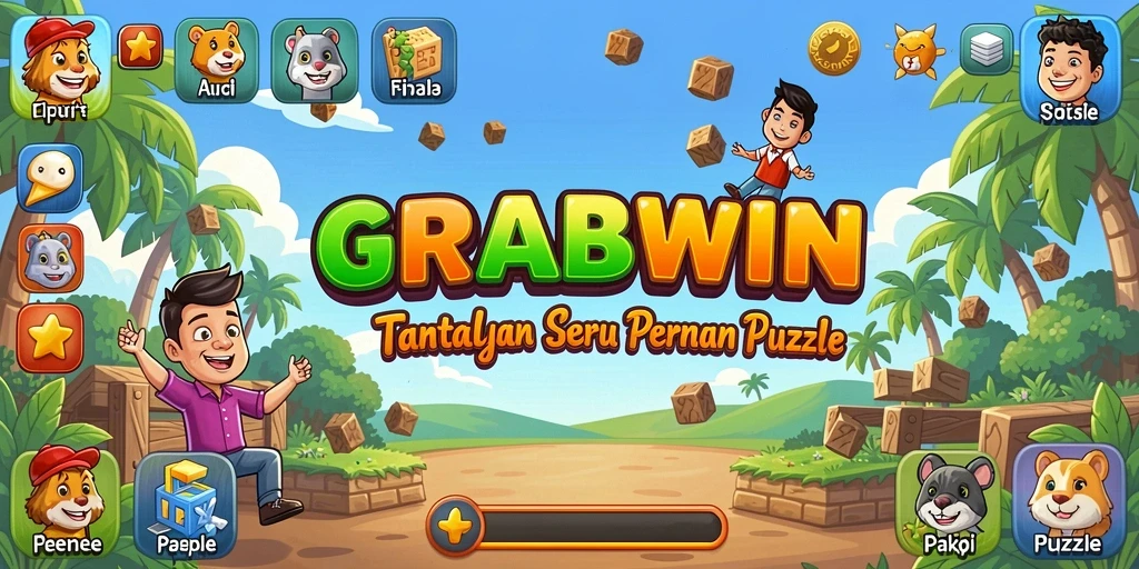 Tangkapan layar utama menampilkan gameplay seru GRABWIN dengan teka-teki menarik.