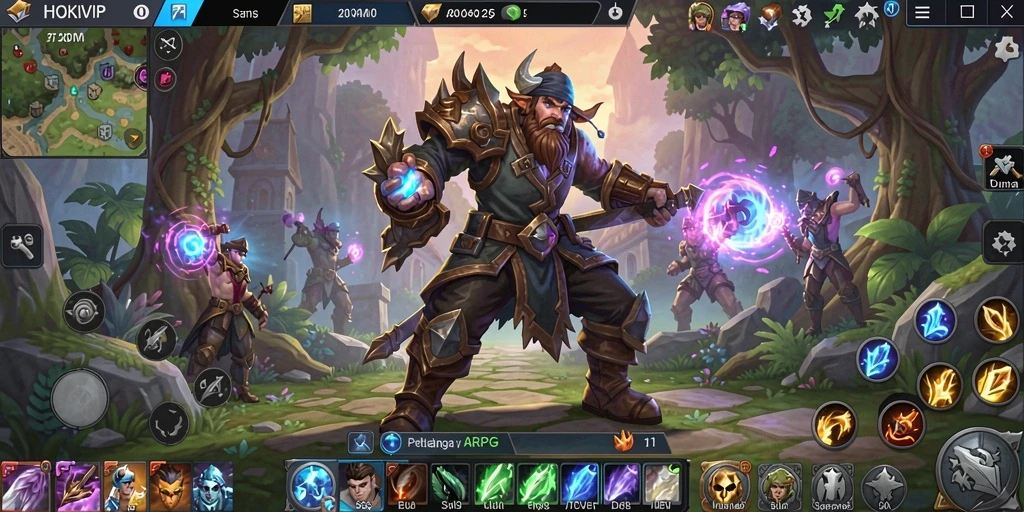 Tampilan action seru dalam HOKIVIP saat mengatasi musuh di dunia ARPG.