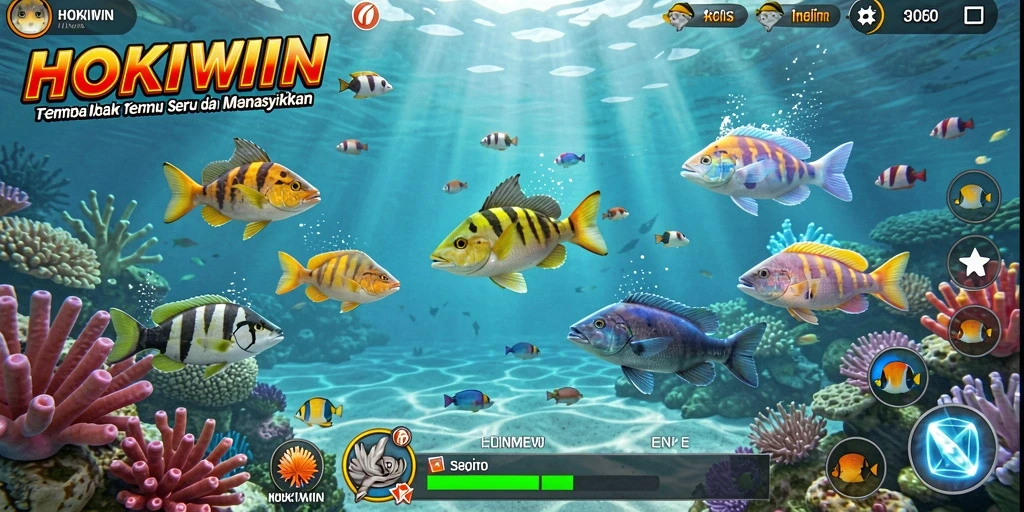 Screenshot gameplay HOKIWIN yang menunjukkan aksi tembak ikan yang mendebarkan.