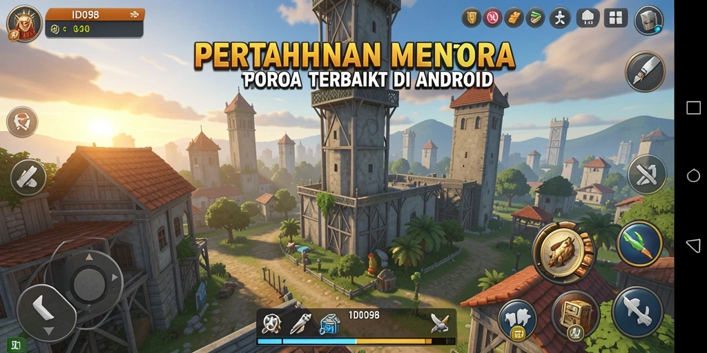 Screenshot menunjukkan serangan musuh dan penempatan menara strategis.