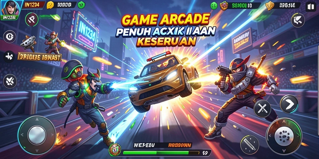 Screenshot menunjukkan aksi seru dalam gameplay IN1234.