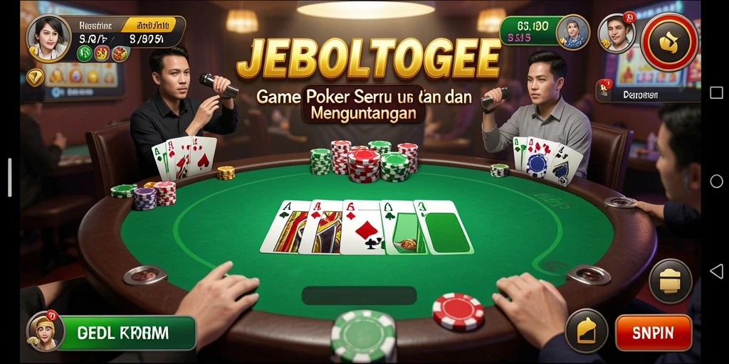 Screenshot gameplay seru JEBOLTOGEL dalam permainan Poker.