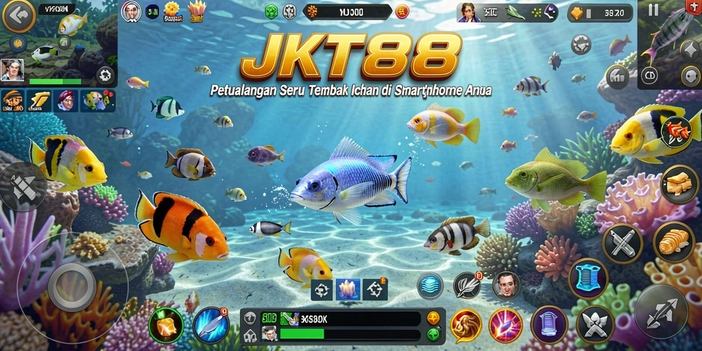 Gameplay JKT88 menampilkan aksi seru menangkap ikan.