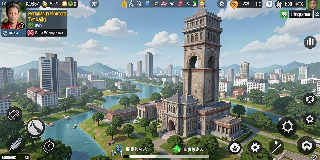 Screenshot gameplay KO857 menampilkan pertahanan menara yang strategis dan serangan musuh.