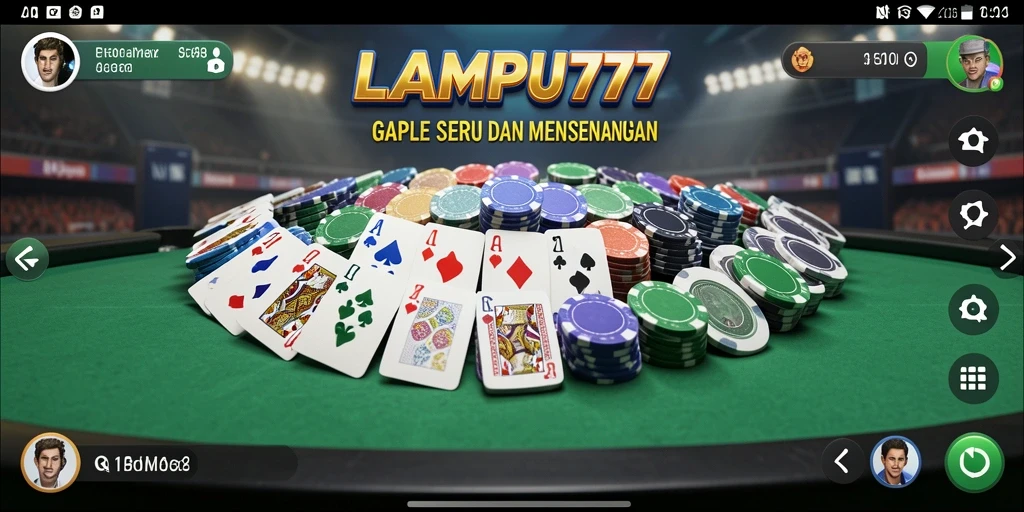 Tampilan gameplay LAMPU777 dengan antarmuka Gaple yang menarik.