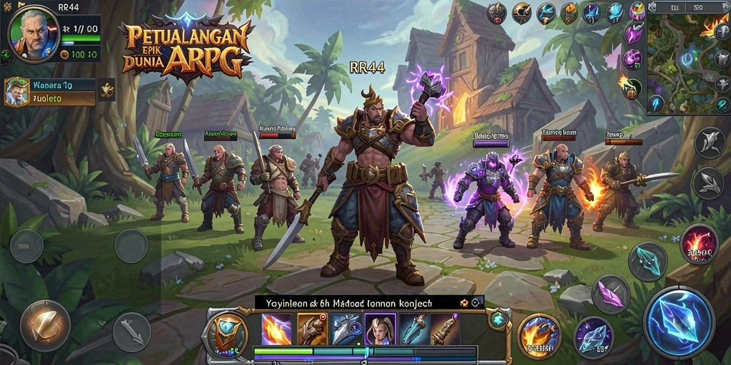 Tangkapan layar menampilkan aksi intens dalam gameplay ARPG di RR44.