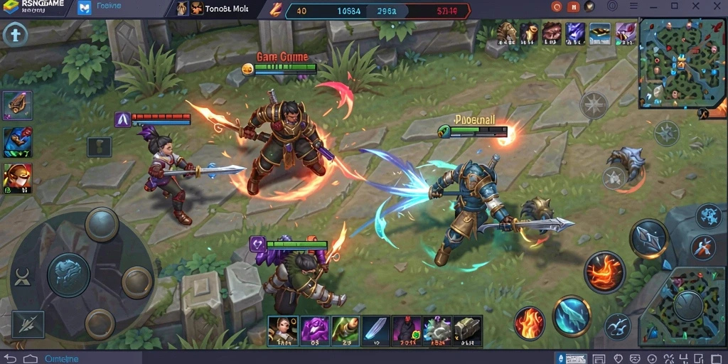 Tampilan gameplay RSNGAME yang menegangkan dalam pertarungan tim.