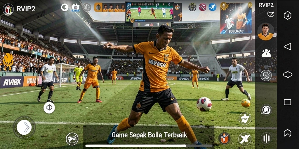 Tampilan seru dari gameplay sepak bola di RVIP2.