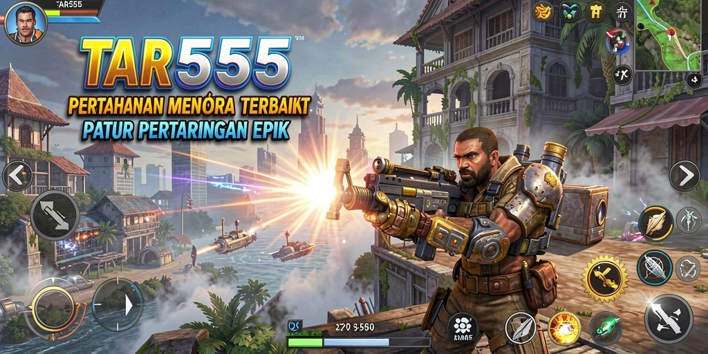 Screenshot gameplay TAR555 yang menampilkan strategi Tower Defense yang mendebarkan.