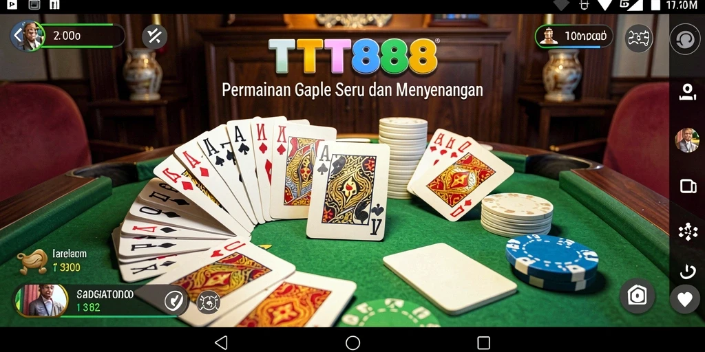 Screenshot menunjukkan gameplay seru TTT888 saat bermain Gaple.