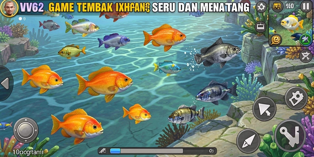 Tangkapan layar gameplay seru Tembak Ikan di VV62.